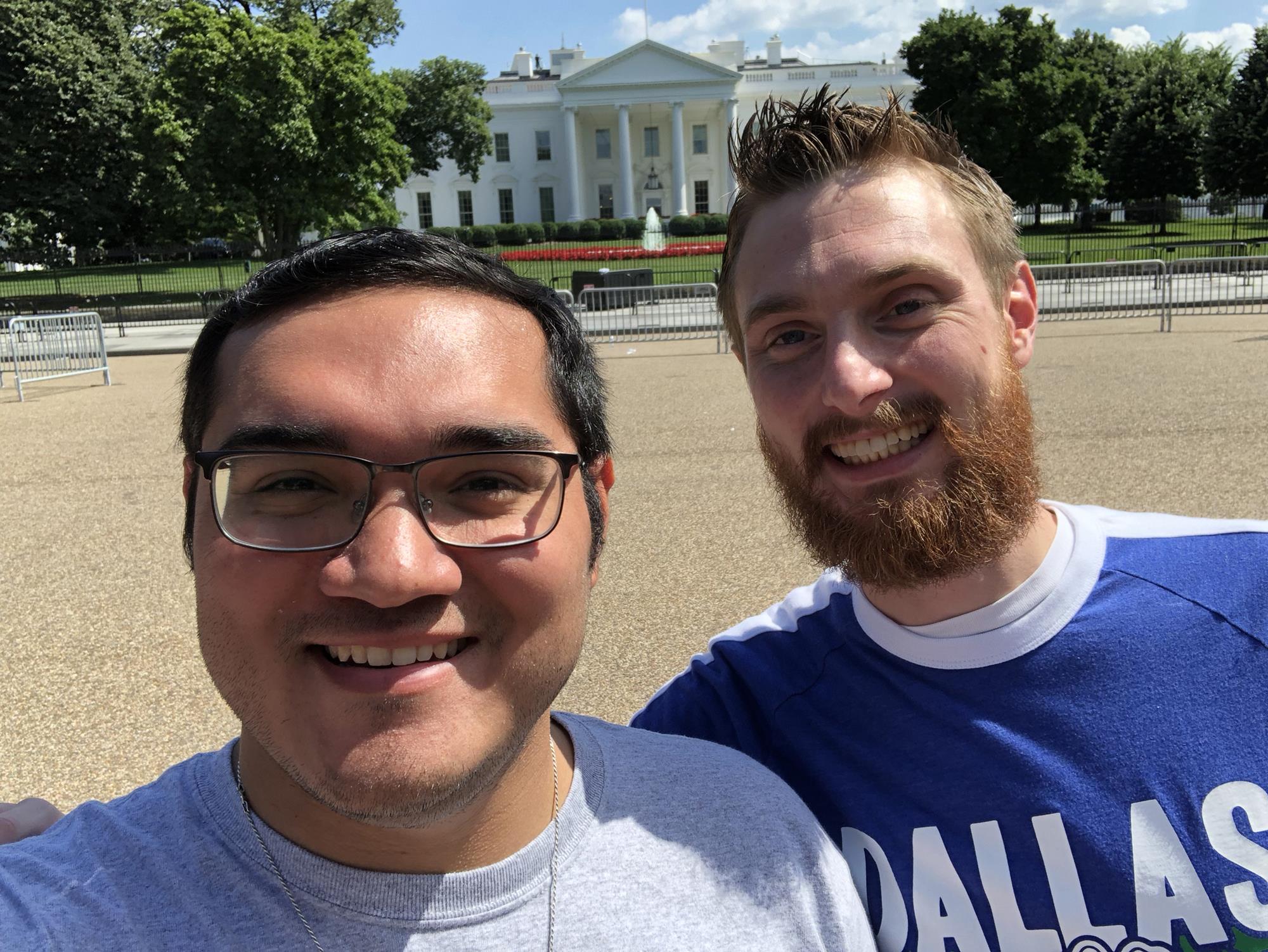Soto with another Baylor SID Kellen Coleman outside the White House.